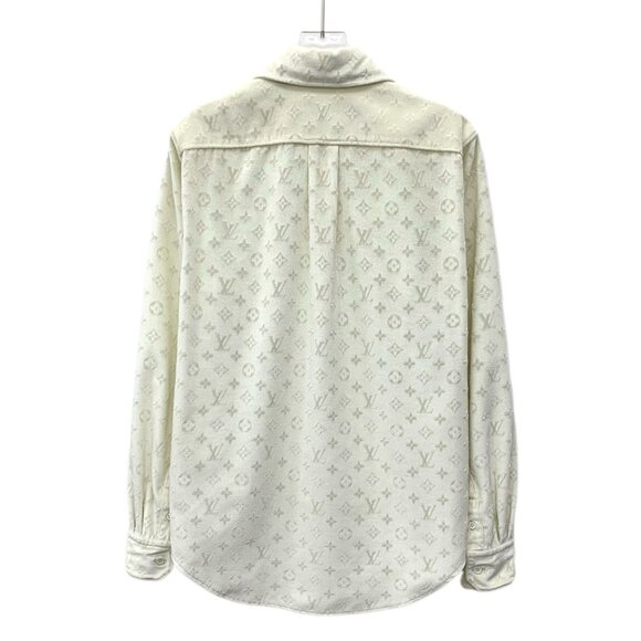 Louis Vuitton S White Logo Embossed Long-Sleeved Shirt 100% Polyester Made In Fr - Picture 2 of 8